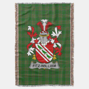  Irish Fitz-William Coat of Arms Family Crest Irel Throw Blanket