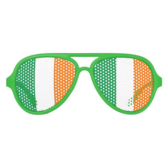 Irish Flag - Aviator Party Shades! Aviator Sunglasses (Front)