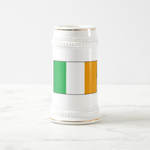 Irish Flag Beer Stein with Shamrocks