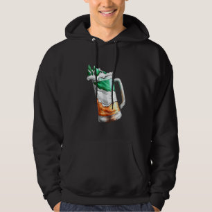 Irish Flag Coloured Glass Of Beer On St Patricks D Hoodie