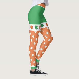 IRISH Flag Colours with 4 Leaf Clovers Leggings