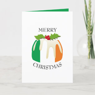 IRISH FLAG Festive Plum Pudding Christmas Holiday Card