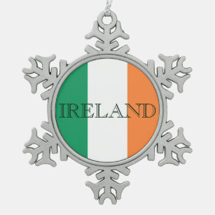 Irish Flag Ireland orncn Snowflake Pewter Christmas Ornament
