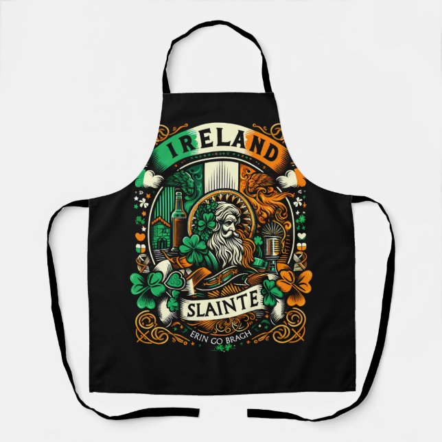 Irish Flag Ireland Saint Patricks Day Slainte Apron (Front)