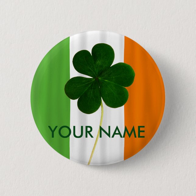 Irish Flag Ireland Shamrock Clover Volunteer 2 Inch Round Button (Front)