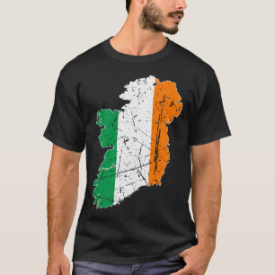 Irish Flag Map Souvenir Distressed Ireland Adults T-Shirt