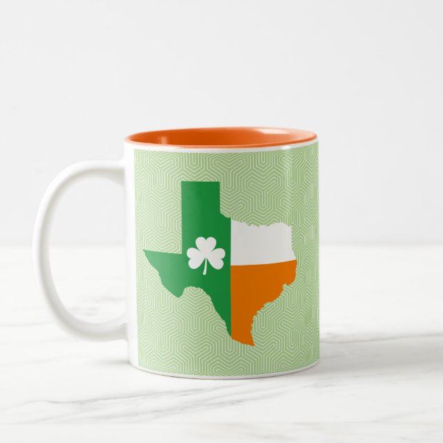 Irish Flag of Texas Two-Tone Coffee Mug (Left)