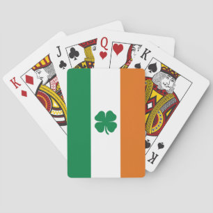 Irish Flag Patriotic Ireland Flag Four Leaf Clover Playing Cards