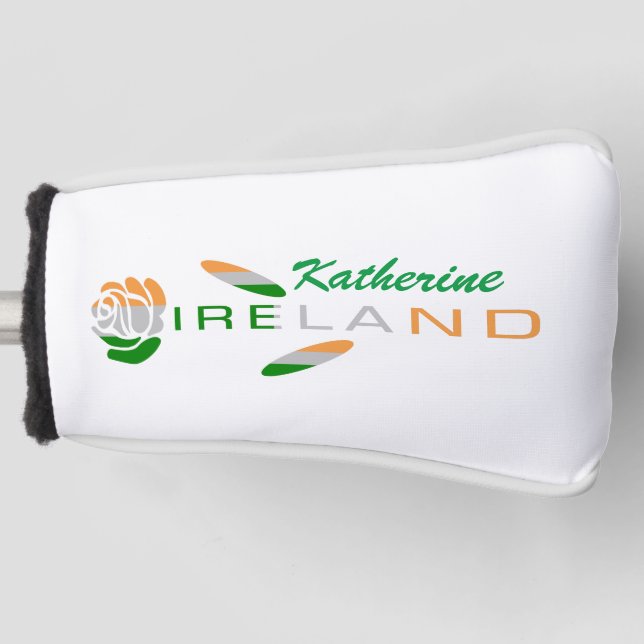 Irish Flag Rose Personalized Golf Head Cover (Front)