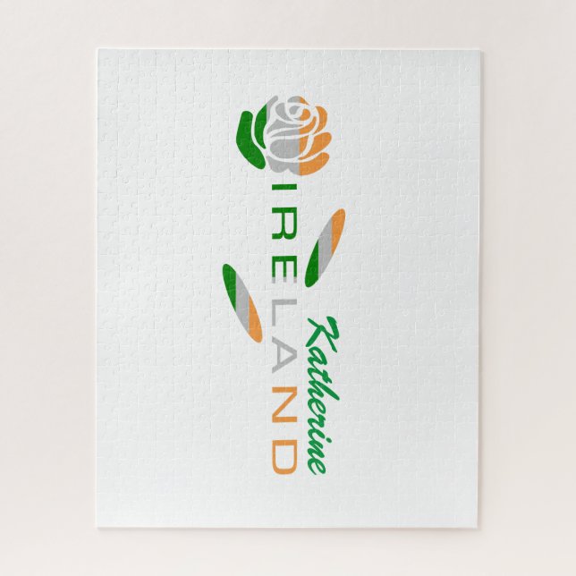 Irish Flag Rose Personalized Jigsaw Puzzle (Vertical)