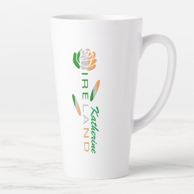 Irish Flag Rose Personalized Large Latte Mug (Right)