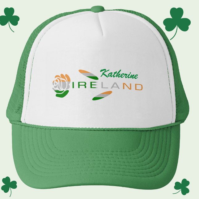 Irish Flag Rose Personalized Trucker Hat (Creator Uploaded)