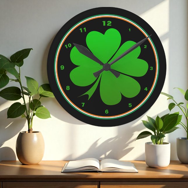 Irish Flag, Shamrock, Ireland Home, St Patrick Round Clock (Creator Uploaded)