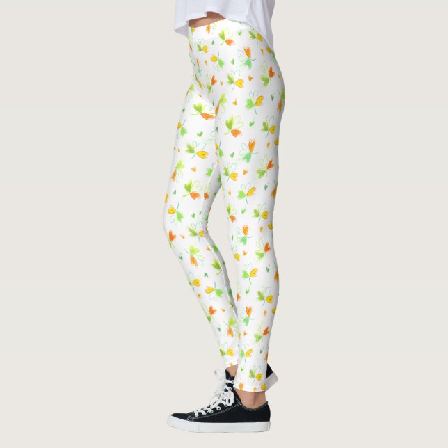 Irish Flag Shamrock Pattern Leggings (Left)