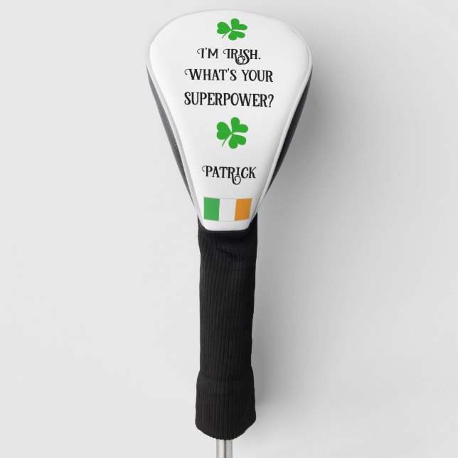 Irish flag & shamrock personalized Golf Head Cover (Front)