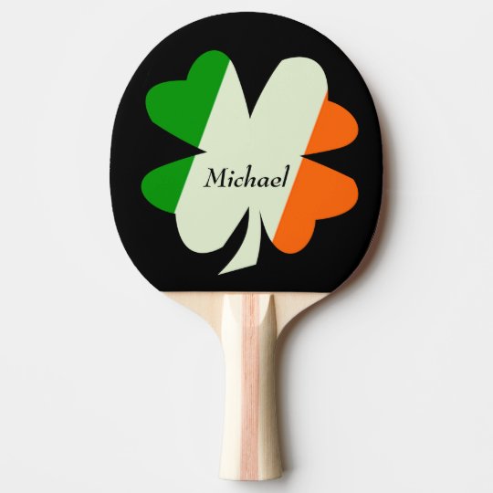 Irish Flag Shamrock Personalized Ping Pong Paddle