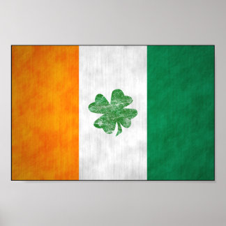 Irish Flag Shamrock Poster