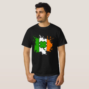 Irish Flag Shamrock St Patricks Day Black Graphic T-Shirt