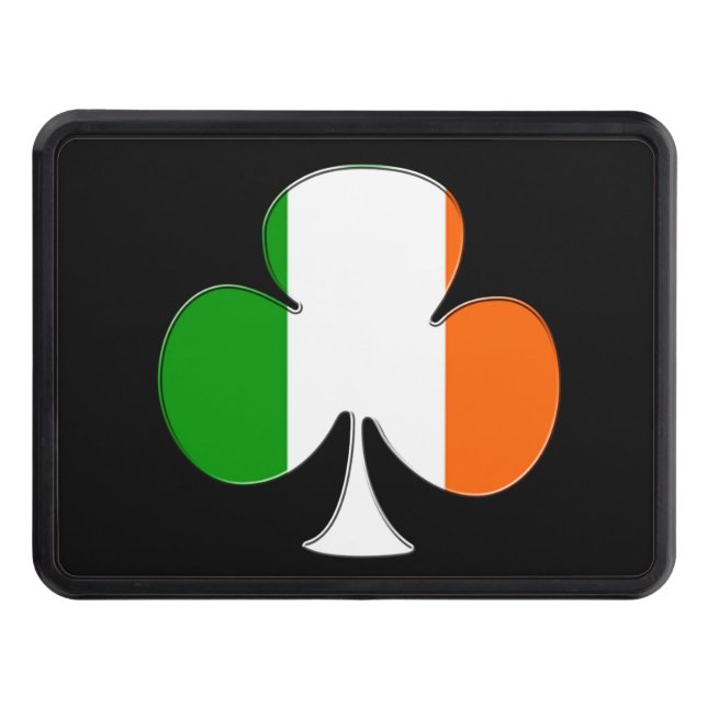 Irish Flag Shamrock Trailer Hitch Cover (Front)
