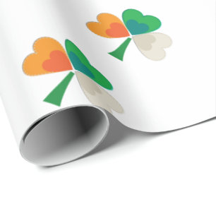 Irish Flag Shamrock Wrapping Paper