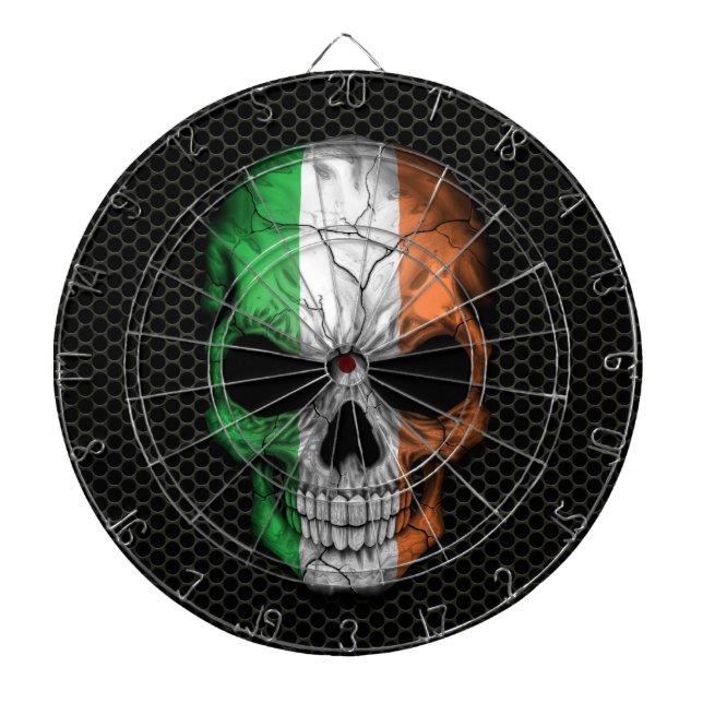 Irish Flag Skull on Steel Mesh Graphic Dartboard (Front)