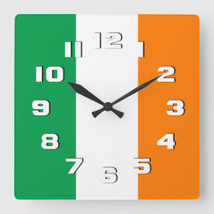 Irish Flag Square Wall Clock