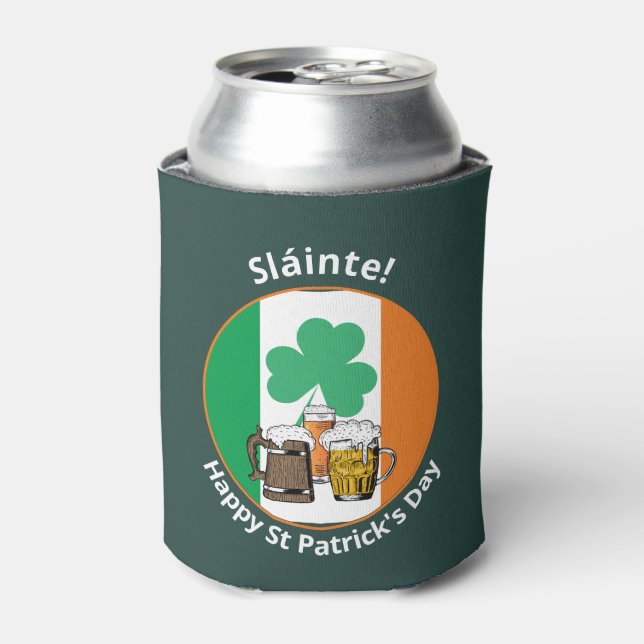 Irish Flag St Patricks Day Can Cooler (Can Front)