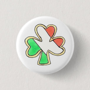 Irish Flag St Patrick's Day Shamrock Clover Cookie 1 Inch Round Button