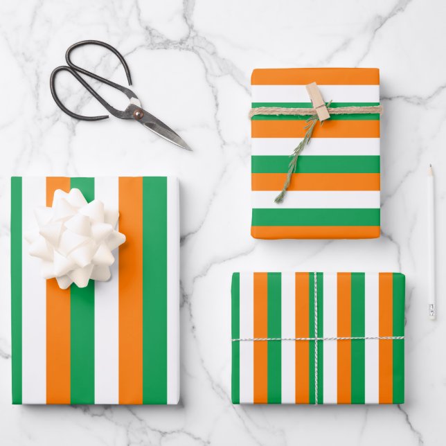 Irish Flag Stripes Design  Wrapping Paper Sheet (Front)