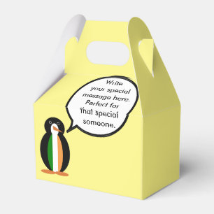 Irish Flag Talking Ms. Penguin Personalized Favor Box