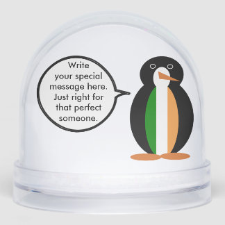 Irish Flag Talking Ms Penguin Personalized  Snowglobe