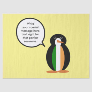 Irish Flag Talking Ms. Penguin Tissue Paper