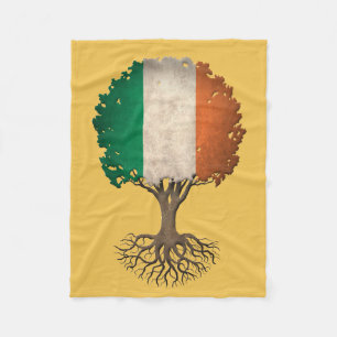 Irish Flag Tree of Life Customizable Fleece Blanket