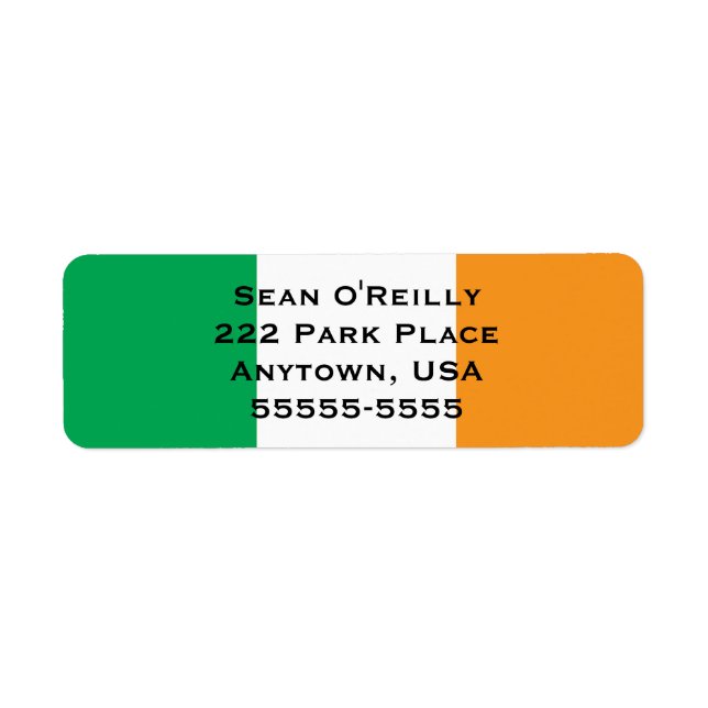 Irish Flag Tricolour Return Address Label Template (Front)