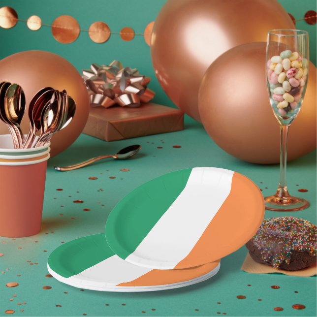Irish flag tricolour Saint Patrick's Day party Paper Plate (Multi)