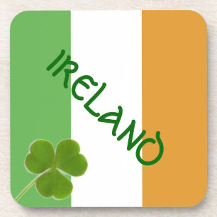Irish Flag With Shamrock Coaster