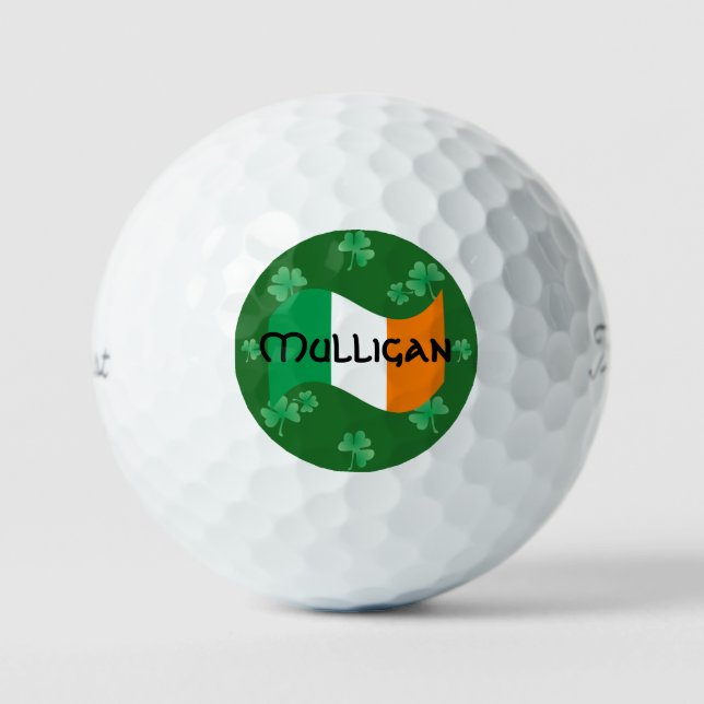 Irish Flag with Shamrocks Personalized Golf Balls (Front)