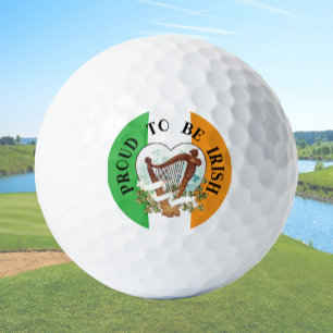 Irish flag with Vintage harp and Shamrock  Golf Balls