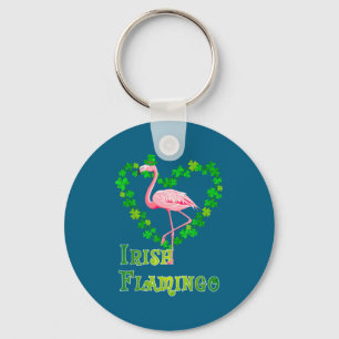 Irish Flamingo Green Saint Patrick Day Lucky St Pa Keychain