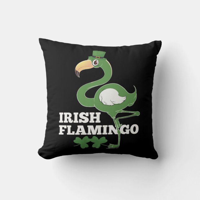Irish Flamingo Ireland Party st patricks day Throw Pillow (Front)