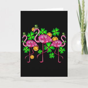 Irish Flamingo St Patricks Day Bird Animal Kids Wo Card