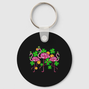 Irish Flamingo St Patricks Day Bird Animal Kids Wo Keychain