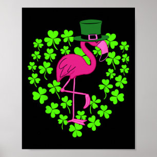 Irish Flamingo St Patricks Day Bird Animal Poster