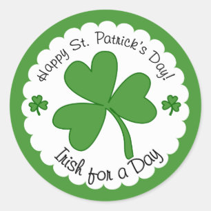Irish For a Day St Patrick's Day Shamrock Stickers