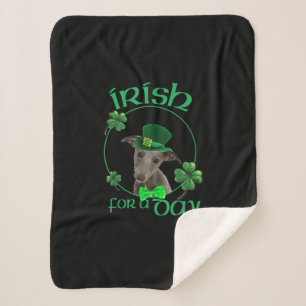 Irish For A Day Whippet Lucky Dog In Patrick Day Sherpa Blanket