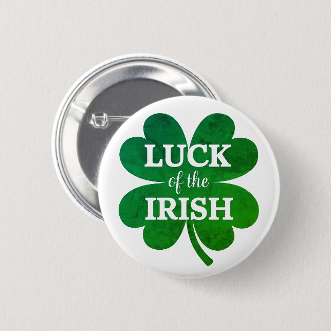 Irish Four Leaf Clover 2 Inch Round Button (Front & Back)