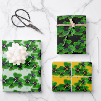 Irish Four Leaf Clover Pattern Wrapping Paper Sheet