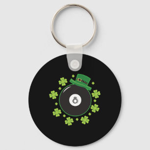 Irish Four Leaf Clover Shooting Pool Ball Billiard Keychain