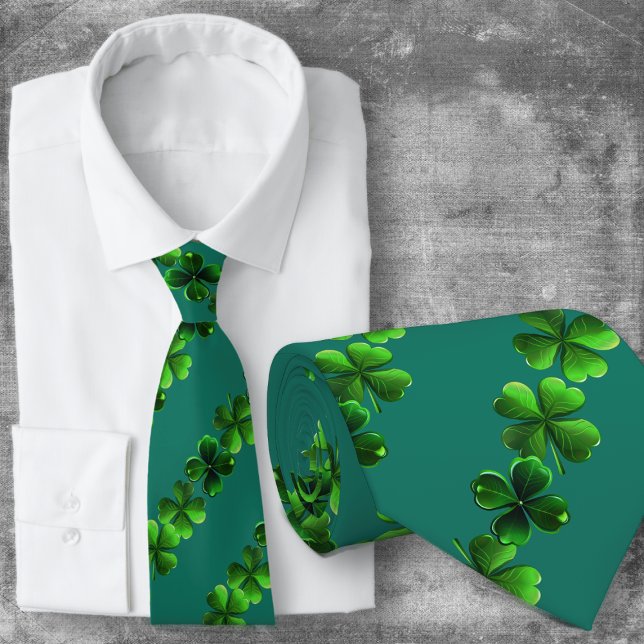 Irish Four-leaf Clovers Striped Tie (Creator Uploaded)
