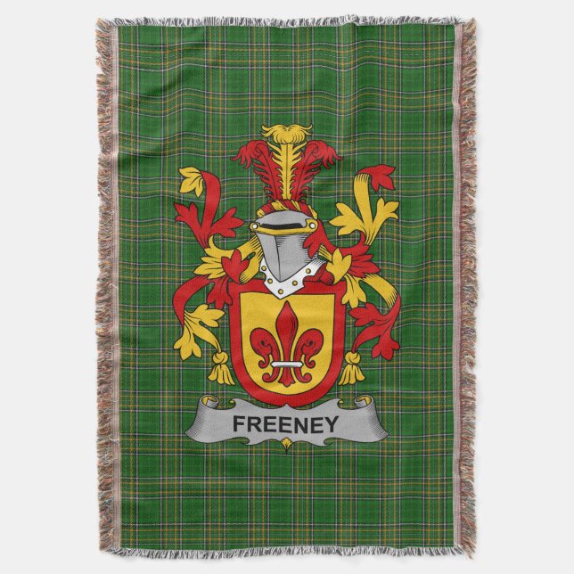  Irish Freeney Coat of Arms Family Crest Ireland Throw Blanket (Front Vertical)